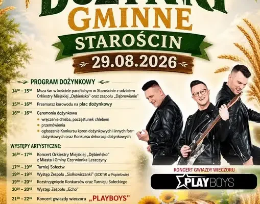 Dożynki Gminne w Starościnie już 29 sierpnia – święto plonów z koncertem i turniejem sołectw