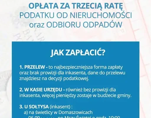 Przypominamy: 15 września mija termin płatności drugiej raty podatku od nieruchomości i opłaty za odpady