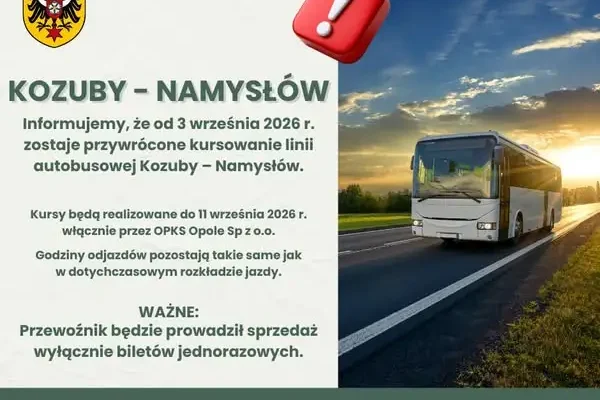Wznawiają kursy autobusowe na trasie Kozuby – Namysłów