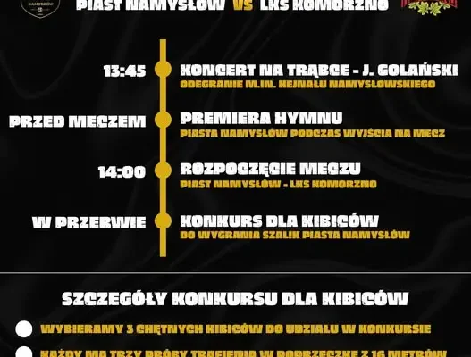 Historyczny mecz Piasta Namysłów: hymn, hejnał i konkurs dla kibiców
