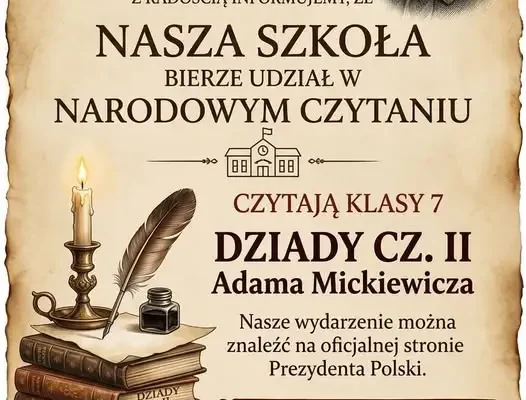 Narodowe Czytanie w SP2 Namysłów – siódmoklasiści przygotowują wyjątkową odsłonę