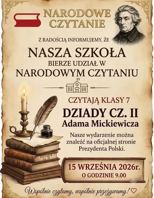 Narodowe Czytanie w SP2 Namysłów – siódmoklasiści przygotowują wyjątkową odsłonę