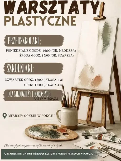 Warsztaty plastyczne w Pokoju – zapisy trwają, zajęcia dla dzieci, młodzieży i dorosłych
