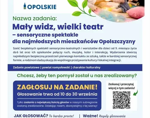Głosowanie na teatr sensoryczny dla dzieci w powiecie namysłowskim