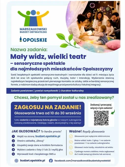 Głosuj na teatr sensoryczny dla dzieci w Świerczowie, Pokoju i Wilkowie