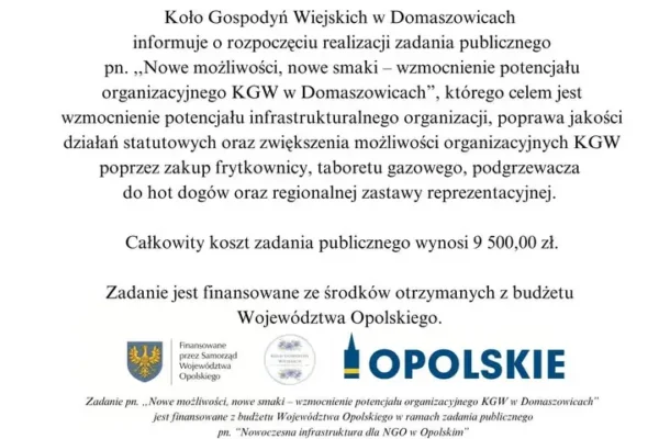 KGW w Domaszowicach z dofinansowaniem na nowy sprzęt i regionalną zastawę