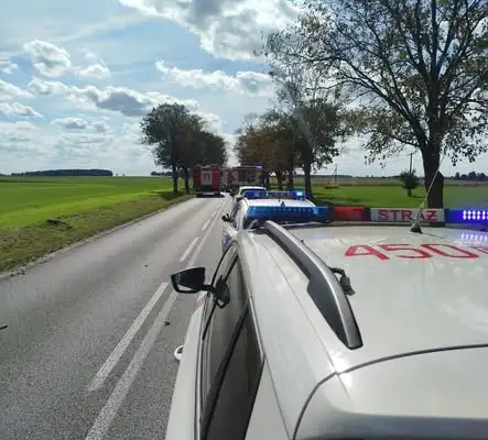 Biestrzykowice: auto uderzyło w drzewo, na miejscu działały służby ratunkowe