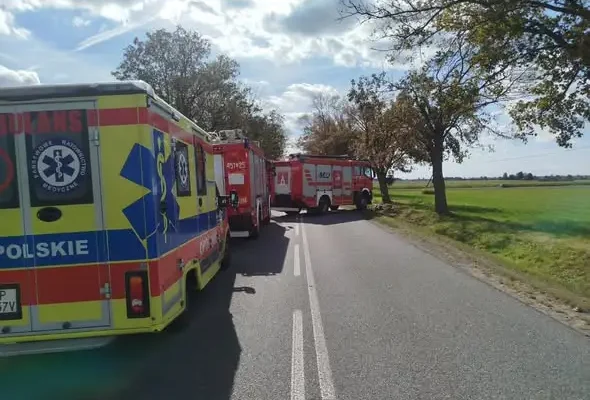 Biestrzykowice: samochód osobowy uderzył w drzewo — akcja służb ratunkowych