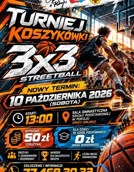 Turniej koszykówki 3×3 w Pokoju – zbierz drużynę i zagraj 10 października