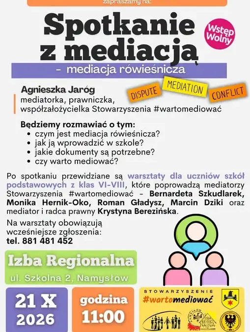 Namysłów stawia na mediację – warsztaty dla uczniów w Międzynarodowym Tygodniu Mediacji