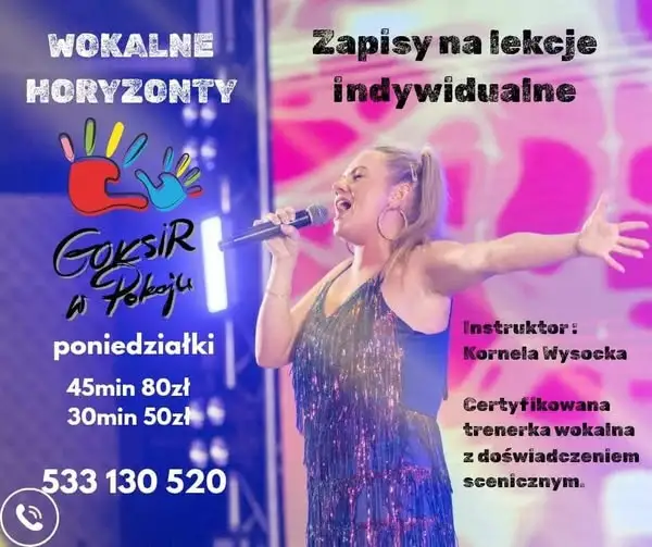 Indywidualne lekcje wokalne w GOKSiR w Pokoju – rozwijaj swój głos pod okiem certyfikowanej trenerki