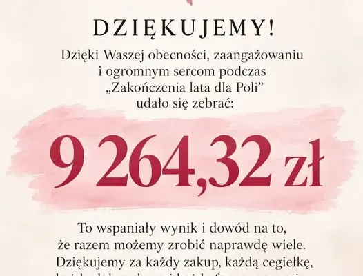 Mieszkańcy gminy Pokój zebrali 9 264,32 zł dla małej Poli