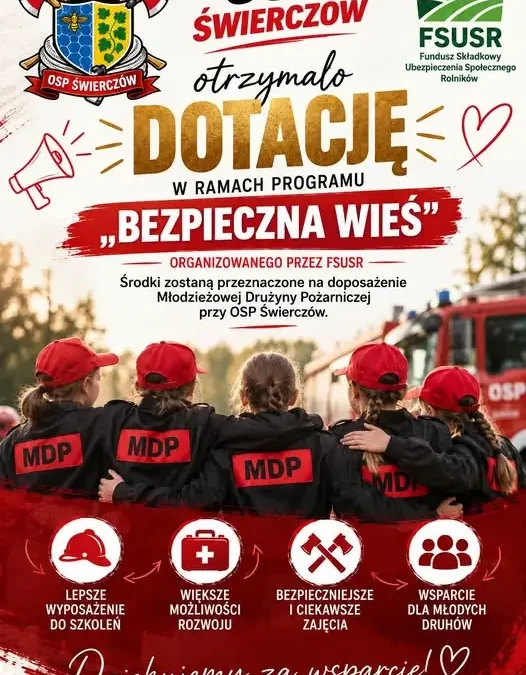 OSP Świerczów z dofinansowaniem na Młodzieżową Drużynę Pożarniczą