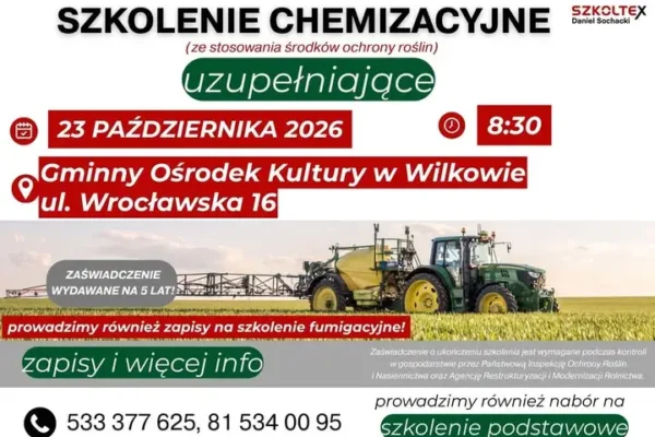 Szkolenie chemizacyjne w GOK Wilków – 23 października 2026