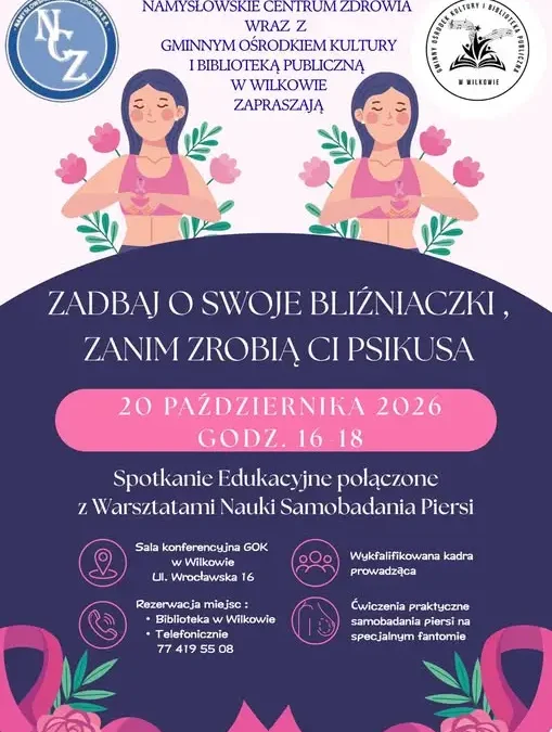 Bezpłatne warsztaty samobadania piersi w Wilkowie – 20 października
