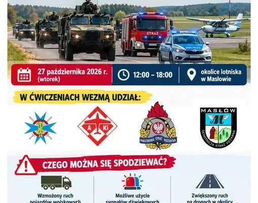 Ćwiczenia wojskowe i służb w gminie Masłów – 27 października 2026